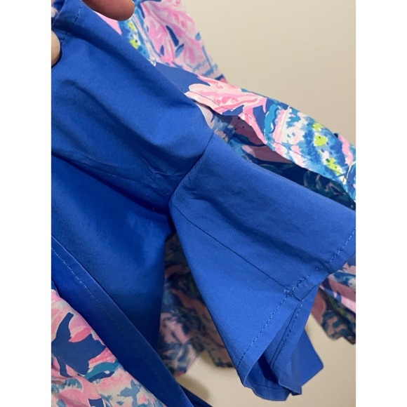 EUC Lilly Pulitzer Pink and Blue Floral Romper Mini Dress, Size 2 - Picture 15 of 16